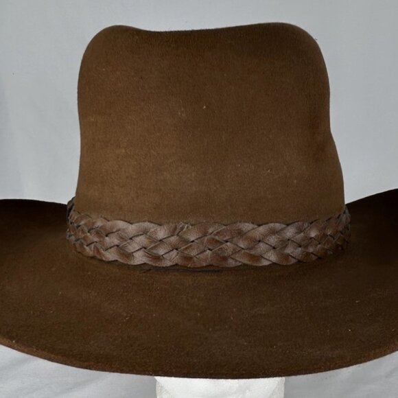 Vtg Chestnut Brown Resistol Derrick Cowboy Hat 7 3/8 Self Conforming Roundup TX - Picture 1 of 8